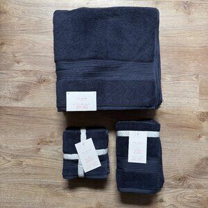 8pc Ted Baker London Navy Blue Bath Towel Set 100% Cotton Hand Towels Washcloths